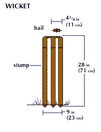 [Graphic: The wicket consists of three stumps and two bails]